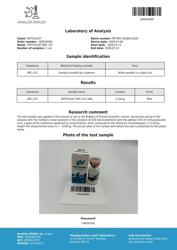 BPC-157 5 mg/10mg – sünteetiline pentadekapeptiid laboriuuringuteks – pilt 2