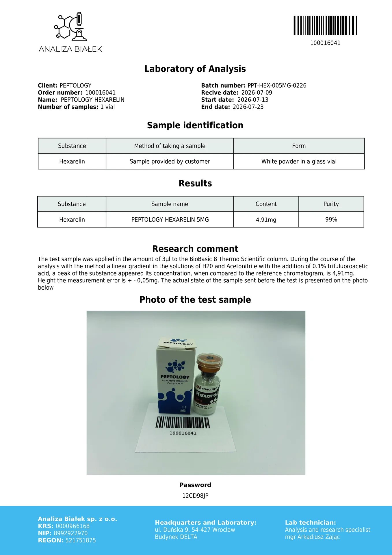 Hexarelin 5 mg – GH sekretagoog (GHS-R1a agonist) uuringuteks – pilt 2