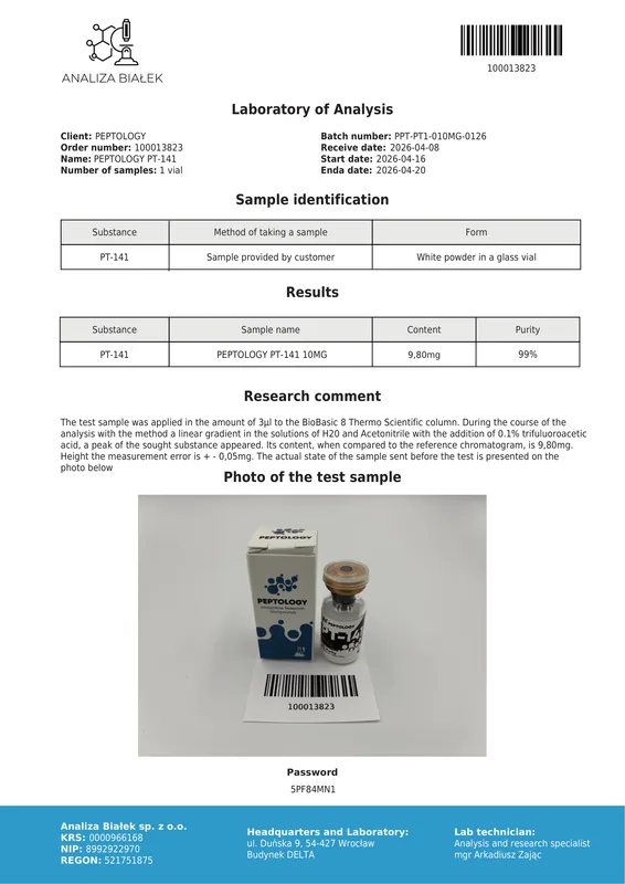 PT-141 (Bremelanotide) 10 mg – melanokortiinretseptori agonist – pilt 2