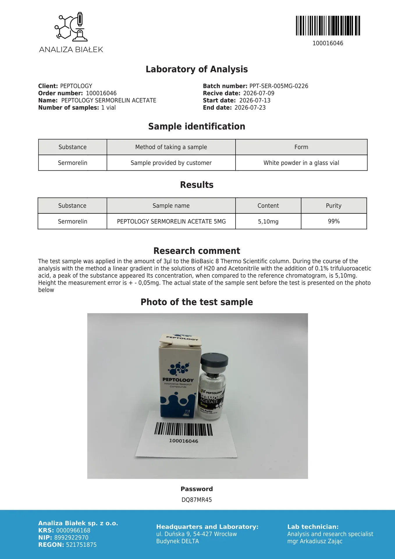 Sermorelin Acetate 5 mg – kasvuhormooni stimulaator (GHRH) – pilt 2